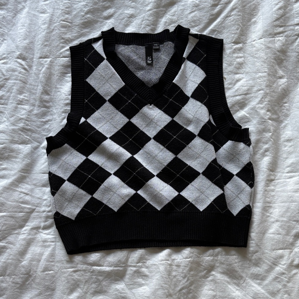 Black and White Argyle Tank Top